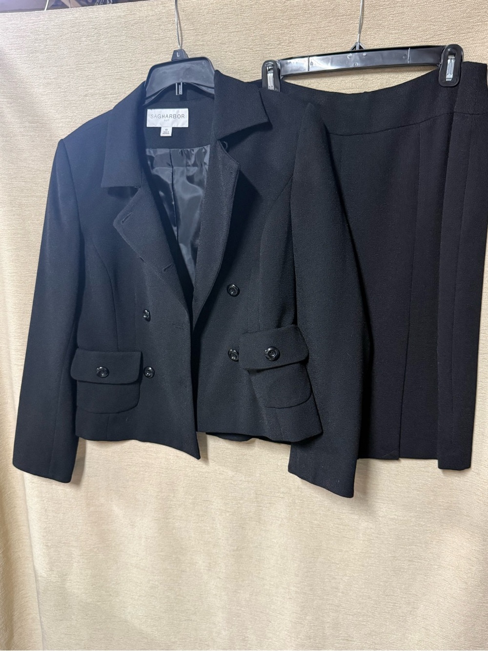 Sag Harbor Black Tailored Two-Piece Blazer and Skirt Set